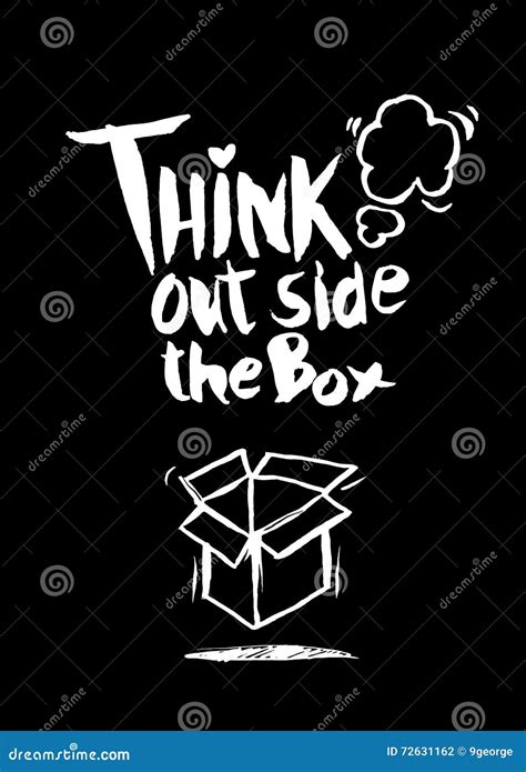 Hand Drawn Doodles Think Out Side The Box Concept Stock Vector