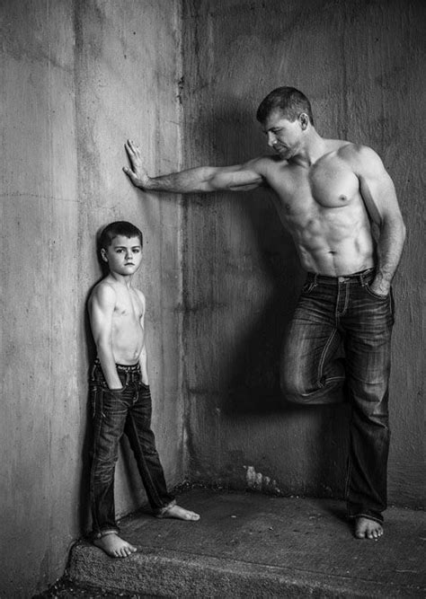 Shirtless Father Son Portrait Les Gutches