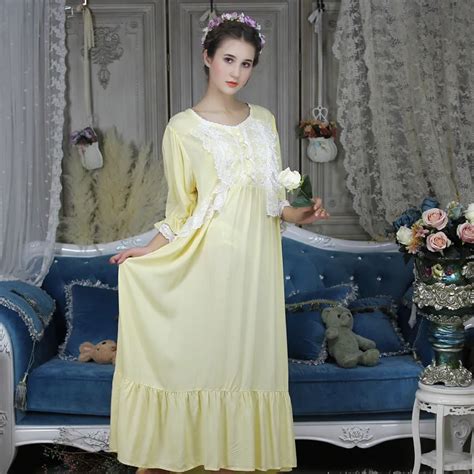 Vintage Princess Nightgowns Sweet Lace Cotton Long Sleepwear Female