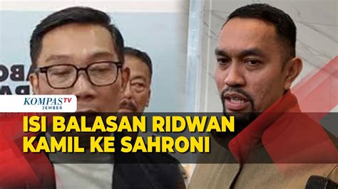 Ridwan Kamil Balas Sahroni Dengan Video Mandra Youtube