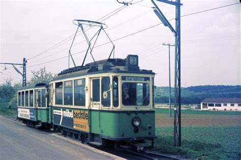 Straßenbahn Reutlingen Tw 54 ME 1928 mit Bw von Altenburg komend vor