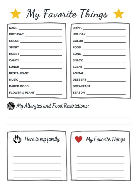 Printable Favorite Things Survey Co Worker All About Me List Edit In