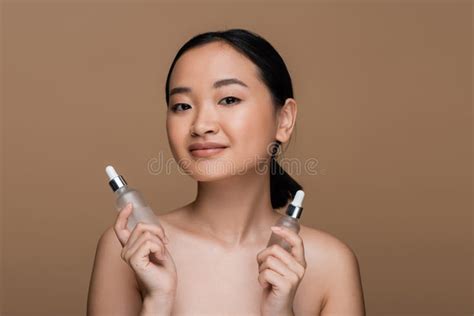 Pretty Asian Model With Naked Shoulders Stock Photo Image Of Bottles