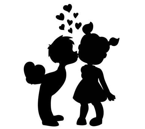 Kids Kissing Silhouette