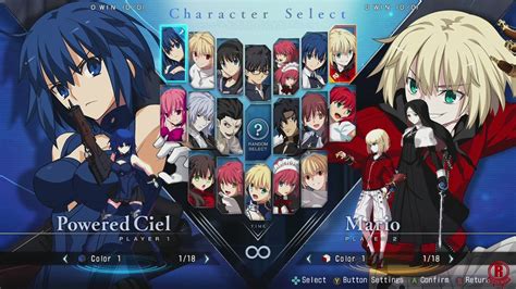 Melty Blood Type Lumina All Characters Colors Stages DLC