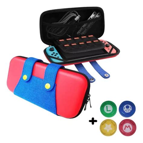 Case Nintendo Switch Mario Luigi Bolsa Estojo Grips Cor Vermelho