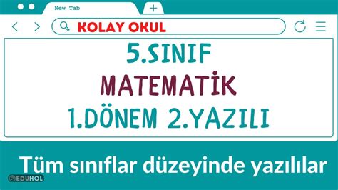 5 Sınıf Matematik 1 Dönem 2 Y Eduhol Ders Videoları İzle Online