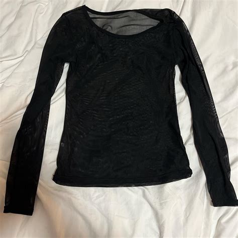 Basic black mesh sheet shirt Fits small - Depop