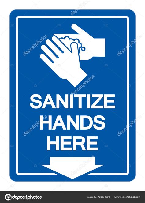 Sanitize Hands Here Symbol Sign Vector Illustration Isolate White