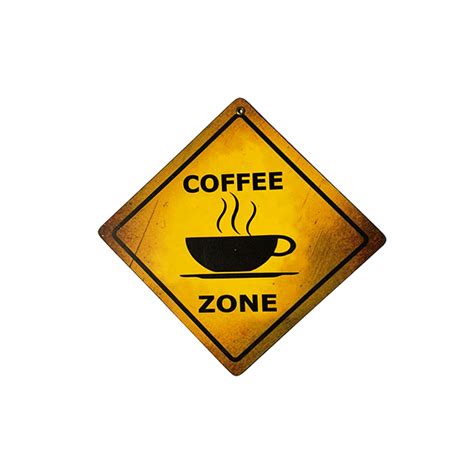 Cartel Chapa 18x18cm Coffe Zone Fire Chile