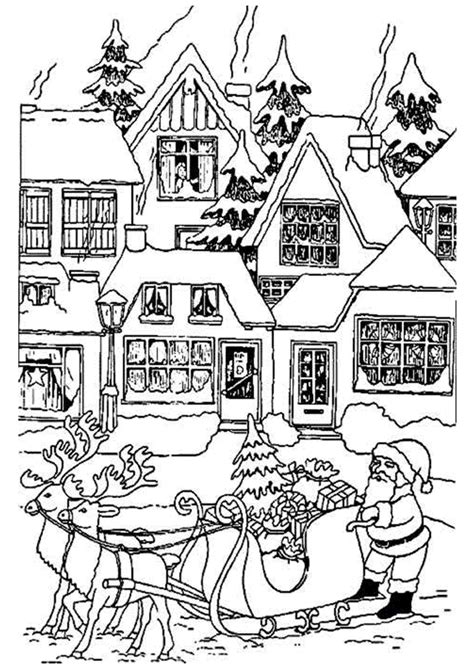 Coloriage Noel Traineau Village Sur Hugolescargot