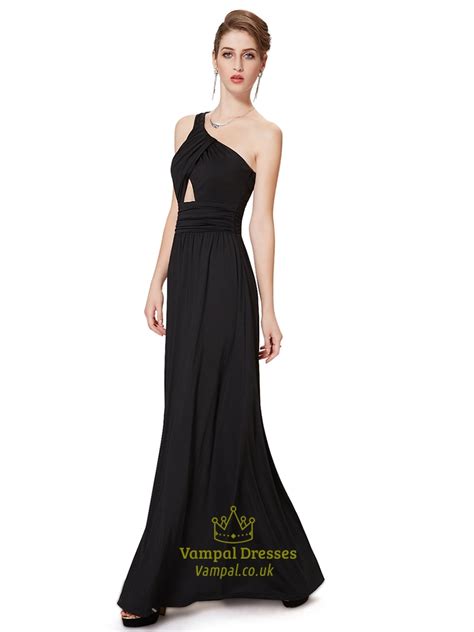 One Shoulder Long Black Dressblack Floor Length Maxi Dress Vampal