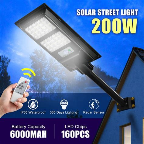 Solar Street Led Light Motion Sensor Remote Outdoor Garden Yard Flood