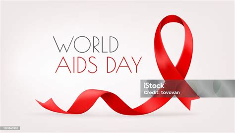 빨간색 배경에 빨간색 리본 세계 에이즈의 날 World Aids Day에 대한 스톡 벡터 아트 및 기타 이미지 World