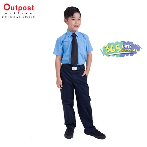 Outpost Kemeja Biru Pengawas Sekolah Lengan Pendek Baju Sekolah