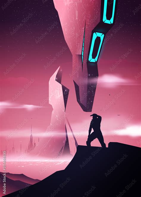 Futuristic Space Illustration in Vector Stock Vector | Adobe Stock