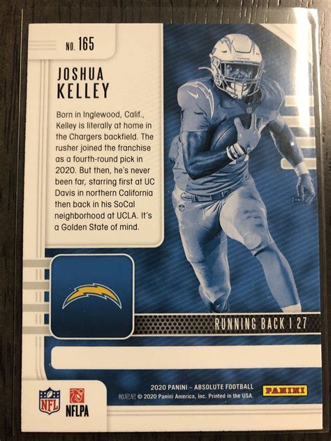 Panini Absolute Rookie Joshua Kelley Rc For Sale Online