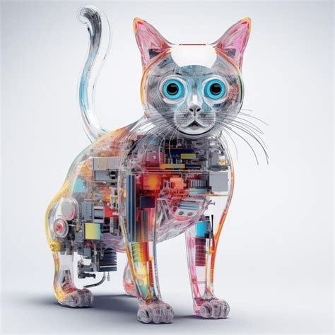 Premium AI Image | Futuristic transparent robot cat