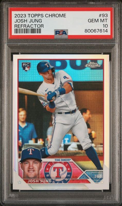 2023 Topps Chrome Josh Jung 93 Rookie Refractor Psa 10 Ebay