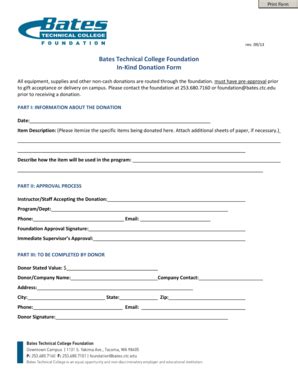 Fillable Online Bates Ctc Bates Technical College Foundation In Kind