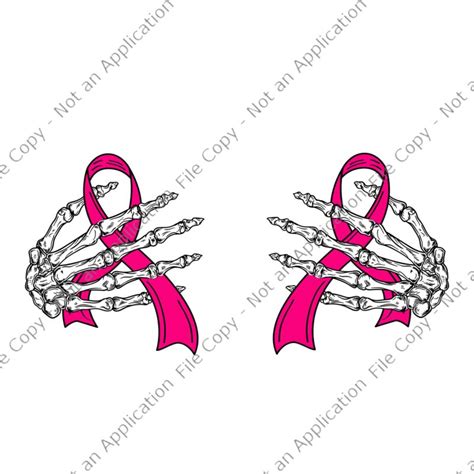 Boob Skeleton Hand On Breast Cancer Ribbon Halloween Svg Skeleton Hand