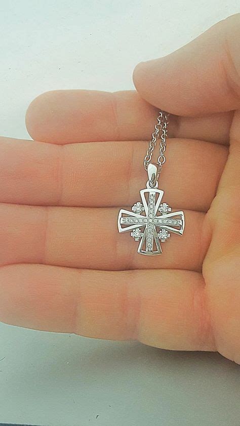 Jerusalem Cross Necklace K White Gold And Diamonds Handmade