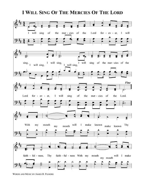 Sheet Music With The Words Will Sing Of The Mercies Of The Lord