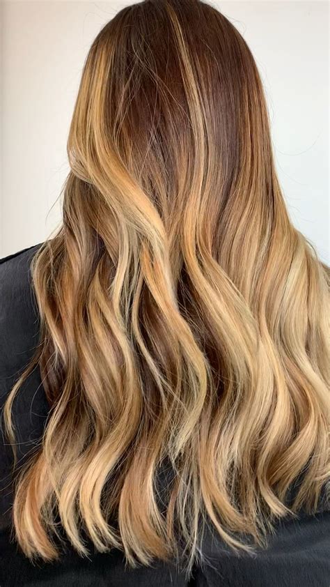 Warm Honey Golden Blonde Balayage Hair Color For Naturally Dark Brown