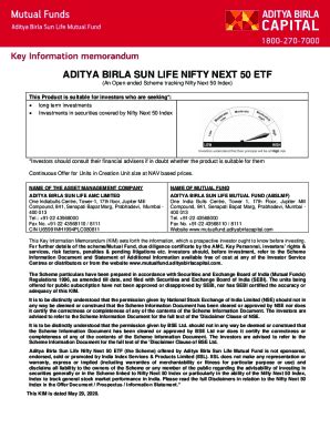 Fillable Online Aditya Birla Sun Life Nifty Next Index Fund Direct