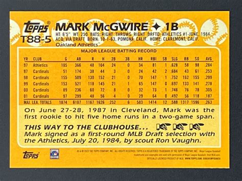 Mark Mcgwire Topps Series Anniversary T Athletics Ebay