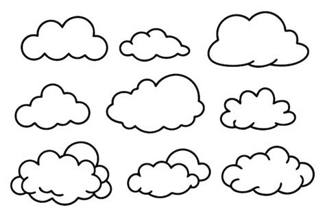 Arte De La Línea De Nubes Dibujo Detallado De La Formación Del Cielo Vector Premium