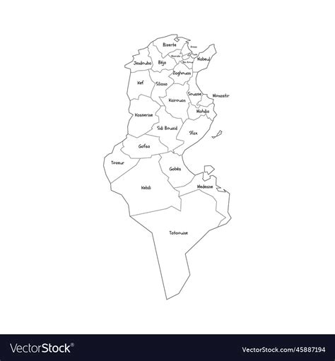 Tunisia Political Map Of Administrative Divisions Vector Image