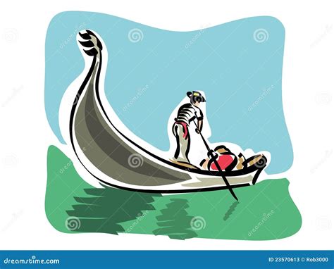 Venetian Gondola Stock Vector Illustration Of Boat Boatman 23570613