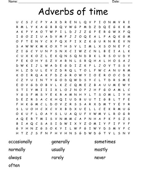 Find All The Adverbs Of Frequency Word Search Wordmint