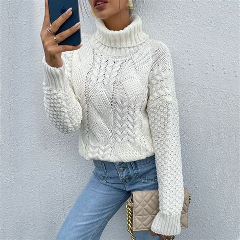 New Solid Color Long Sleeved High Necked Half High Necked Pullover