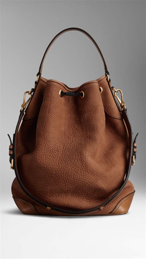 Burberry Large Nubuck Leather Hobo Bag in Bright Toffee (Brown) - Lyst