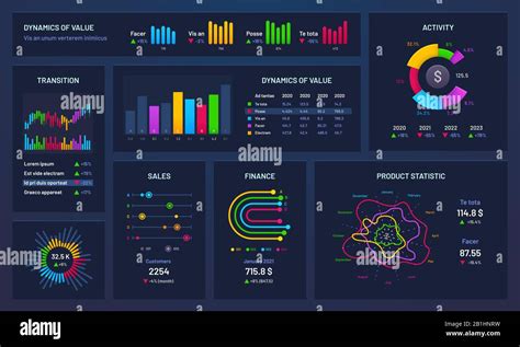 Infographic Dashboard Financial Charts Gradient Graph And Trading