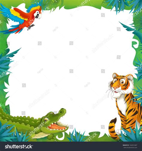 Cartoon Safari Jungle Frame Border Template Illustration For The