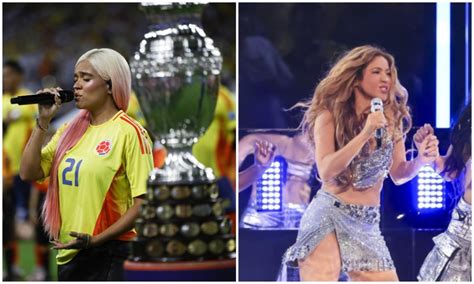 Karol G Y Shakira Brillan Con Los Micrófonos En La Final De La Copa América