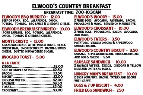 Menu — Elwood's Shack