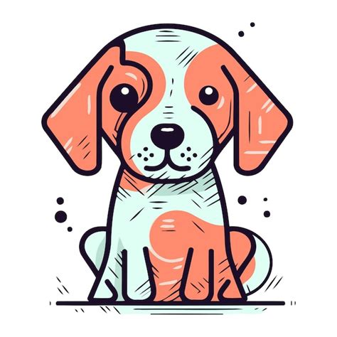 Schöne zeichentrick hund vektor illustration im handgezeichneten doodle