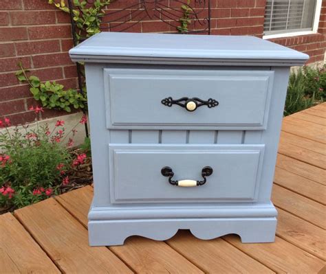 Pretty Blue Nightstand Painted Using Chalk Style Paint Finished With