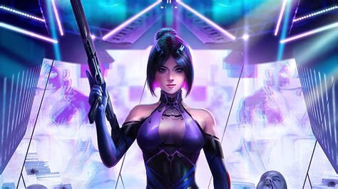 Sci Fi Women Warrior Black Hair Girl Weapon Woman Warrior Hd