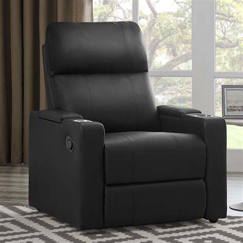 Mainstays Home Theater Recliner with USB charging ports, Faux Leather ...