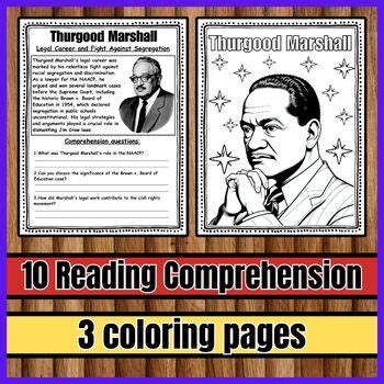 Black History Month Reading Comprehension Passages Thurgood Marshall