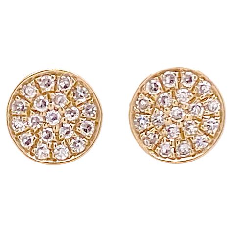 Round Diamond Pave Circle Swirl Stud Pierced Earrings 14 Karat White