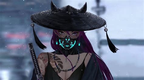 Oni Samurai Girl In The Snow Live Wallpaper - WallpaperWaifu