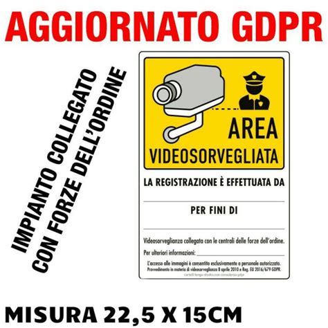 N Cartelli Adesivi Area Videosorvegliata Aggiornato Gdpr Ue