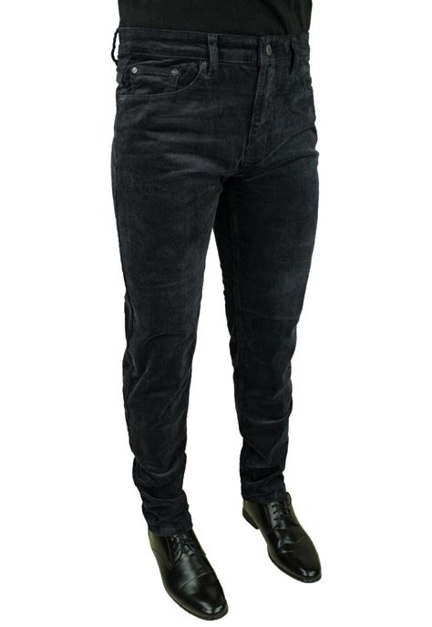 Pantaloni Uomo Diamond Invernali Nero Velluto Casual Jeans A Costine Da