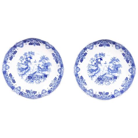 Two English Blue And White Copeland Spode Decorative Plates Late 19th Century For Sale At